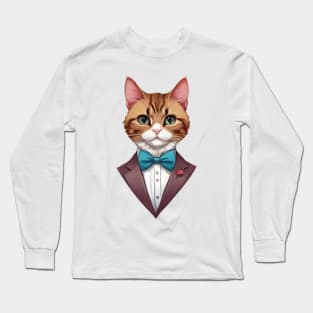 Fancy Cat with Bowtie no.16 Long Sleeve T-Shirt